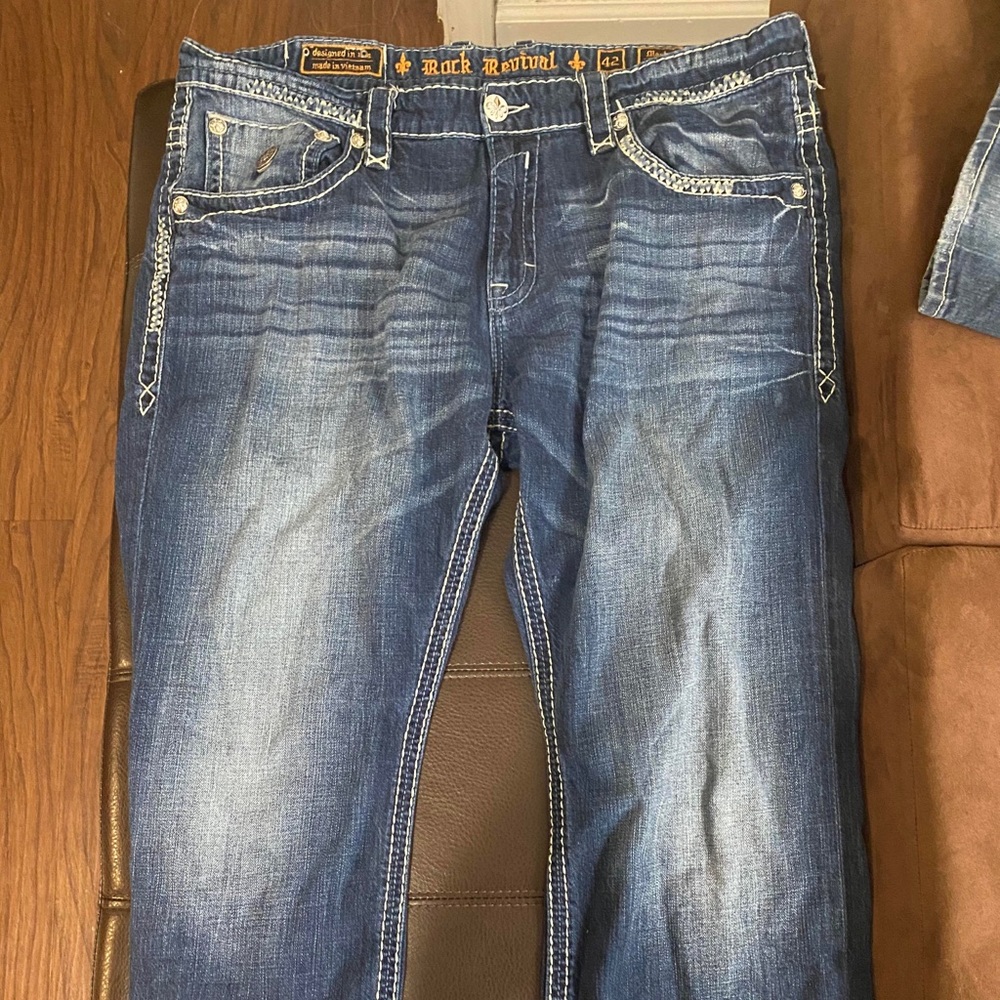 men’s rock revival bootcut jeans